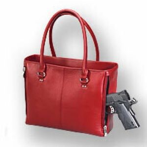 TRADITIONAL LEATHER CONCEALED CARRY TOTE PURSE WITH OPEN TOP GUN TOTE’N MAMAS